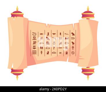 Vieux papyrus avec hiéroglyphes. Manuscrits anciens avec symboles religieux de la culture égyptienne, écriture historique de la civilisation égyptienne antique. Vecteur Illustration de Vecteur
