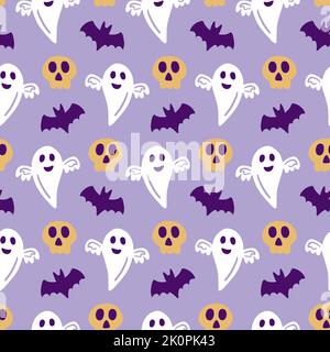 Halloween mignon Ghost Vector motif texturé sans couture Illustration de Vecteur