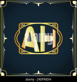 Modèle de logo de luxe AH Royal de la lettre initiale Illustration de Vecteur