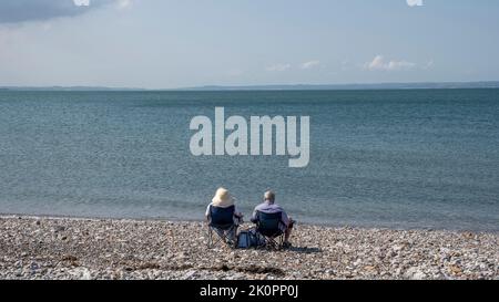 Je vous souhaite d'être ici vacanciers sur la plage de West Shore à Llandudno, sur la côte du nord du pays de Galles, au Royaume-Uni. Banque D'Images