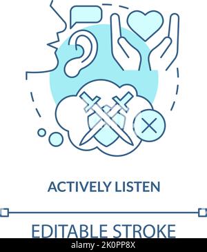 Écoutez activement l'icône du concept turquoise Illustration de Vecteur