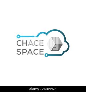 Un simple logo technologique d'un nom de société et d'un cube entouré d'un nuage - L'INSPIRATION du logo de société INFORMATIQUE Illustration de Vecteur