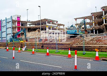 Castlegate Center Multi Story car Park en cours de démolition, Stockton on Tees, Cleveland, Angleterre Banque D'Images