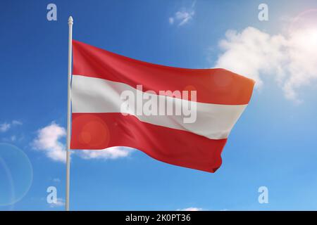 Drapeau de l'Autriche sur le ciel bleu. 3d illustration. Banque D'Images