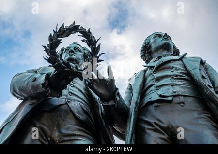 Goethe und Schiller Denkmal à Weimar Banque D'Images