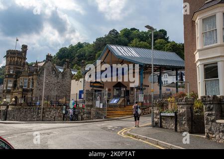 Le bureau de billetterie du tramway Great Orme le tramway est un tramway de 3 pi 6 de jauge, à Llandudno, dans le nord du pays de Galles. Banque D'Images