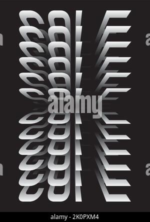 Affiche de vente verticale tendance, lettres blanches sur fond noir. Bannière de concept d'illusion optique. Dégradé monochrome. Affiche moderne, bannière, brochure Illustration de Vecteur