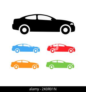 Jeu de silhouettes de voitures de couleur vectorielle Illustration de Vecteur