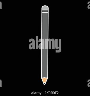 Une simple icône plate représentant un crayon isolé sur un fond carré noir Illustration de Vecteur