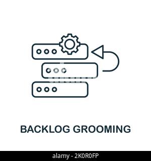 Icône de la fonction de Grooming de backlog. Elément simple de la collection de méthodes agiles. Icône de rendu des tâches en retard remplie pour les modèles, les infographies et plus encore Illustration de Vecteur