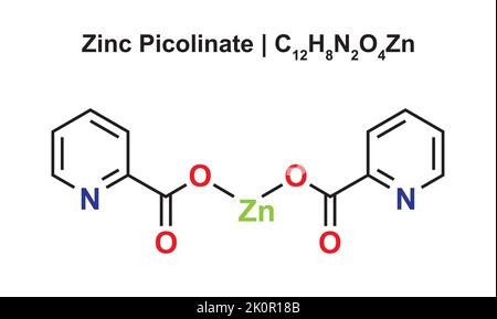 Structure chimique du picolinate de zinc (C12H8N2O4Zn). Illustration vectorielle. Illustration de Vecteur