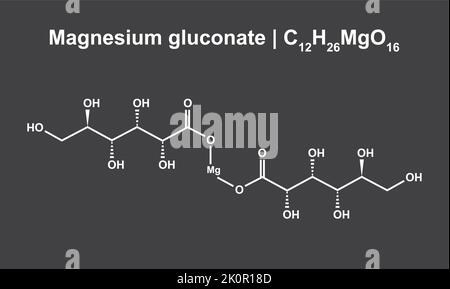 Structure chimique du gluconate de magnésium (C12H26MgO16). Illustration vectorielle. Illustration de Vecteur
