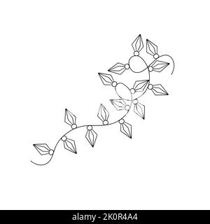 Guirlande de Noël guirlande de guirlande de guirlandes de Noël simple motif vectoriel dessiné à la main, image de contour pour les vacances d'hiver du nouvel an, motif des événements d'anniversaire Illustration de Vecteur