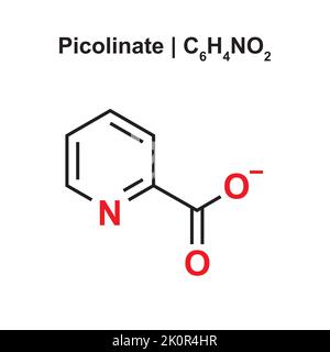 Structure chimique du picolinate (C6H4NO2). Illustration vectorielle. Illustration de Vecteur