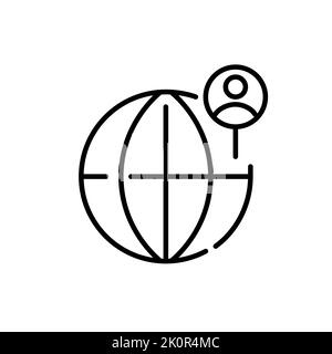 Code PIN d'emplacement de l'utilisateur sur le globe. Pixel Perfect, icône de contour modifiable Illustration de Vecteur