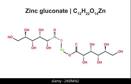 Structure chimique du gluconate de zinc (C12H22O14Zn). Illustration vectorielle. Illustration de Vecteur