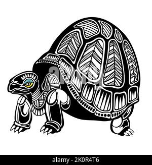 Silhouette noire vectorielle d'une tortue isolée sur un fond blanc Illustration de Vecteur