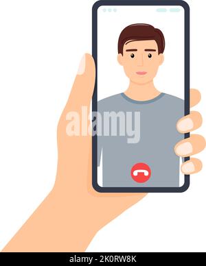 Téléphone portable. Écran de smartphone avec homme beau. Appel vidéo, illustration vectorielle Illustration de Vecteur