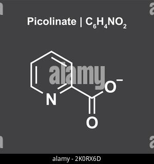 Structure chimique du picolinate (C6H4NO2). Illustration vectorielle. Illustration de Vecteur