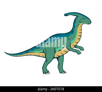 Ancienne pangolin parasaurolophus. Animal préhistorique avec une corne sur la tête. Dinosaure herbivore de la période jurassique. Science paléontologie. Bande dessinée v Illustration de Vecteur