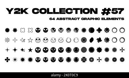 Formes linéaires stylées par le brutalisme géométrique Y2K super tendance. Jeu avec étoiles Illustration de Vecteur