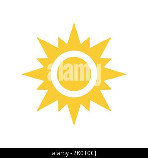 Icône de vecteur de soleil artistique. Symbole simple plein de soleil. Illustration de Vecteur