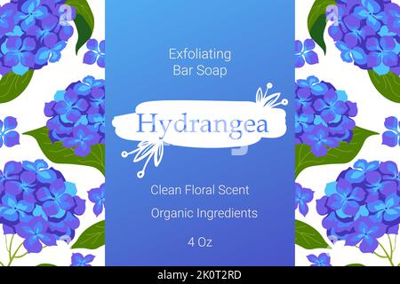 Banderoles en forme de savon exfoliant Hydrangea Illustration de Vecteur