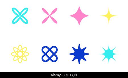 Ensemble de Y2K étoiles dessinées à la main, étoiles en étoile et  décorations futuristes rétro. Éléments simples sur fond blanc Image  Vectorielle Stock - Alamy