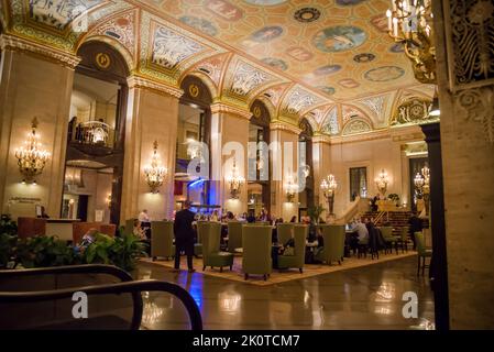 Lounge at the Palmer House - Un hôtel Hilton, un hôtel historique situé dans le quartier Loop de la ville construit en 1875, Chicago, Illinois, États-Unis Banque D'Images