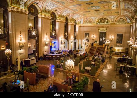 Lounge at the Palmer House - Un hôtel Hilton, un hôtel historique situé dans le quartier Loop de la ville construit en 1875, Chicago, Illinois, États-Unis Banque D'Images