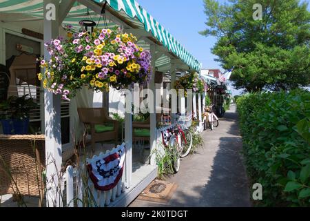 Quartier historique de la tente méthodiste Camp d'Ocean Grove sur la rive du New Jersey. Banque D'Images