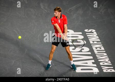 Hambourg, Allemagne, 13th septembre 2022. David Goffin est en action lors du match de groupe entre la Belgique et l'Australie lors de la finale de la coupe Davis 2022 à Hambourg, en Allemagne. Crédit photo: Frank Molter/Alamy Live News Banque D'Images