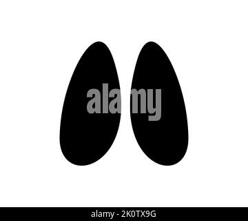 Pied de vache avec logo Silhouette noir isolé. Traces de mammifères de bétail, wapitis, orignaux ou cervidés. Empreinte imprimée au sol, chèvre. Illustration de Vecteur