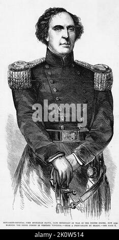 Portrait du général de brigade John Buchanan Floyd, ancien secrétaire de la guerre des États-Unis, commandant maintenant les forces rebelles en Virginie occidentale. 1861. Illustration de la guerre de Sécession de 19th siècle dans le journal illustré de Frank Leslie Banque D'Images