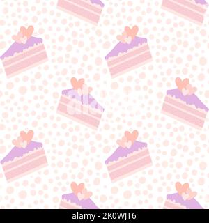 Motif gâteau d'anniversaire sans couture coeur de Saint-Valentin pour emballer papier et vêtements pour enfants imprimé et accessoires de fête, tissus et emballages. Condition élevée Banque D'Images