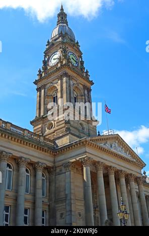 Hôtel de ville de Bolton, Victoria Square, Bolton, conçu par William Hill de Leeds et George Woodhouse de Bolton, Grand Manchester, Angleterre, BL1 1RU Banque D'Images