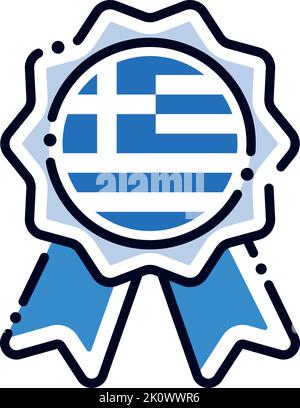 Icône de médaille de soie isolée avec le drapeau de la Grèce Vector Illustration de Vecteur