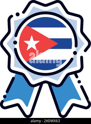 Icône de médaille de soie isolée avec le drapeau de Cuba Vector Illustration de Vecteur