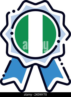 Icône de médaille de soie isolée avec le drapeau du Nigeria Vector Illustration de Vecteur