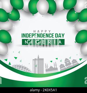 Joyeux jour de l'indépendance salutations Nigeria. Vecteur illustration design Illustration de Vecteur