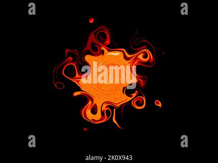 Texture abstraite de flamme orange tourbillonnante sur fond noir Banque D'Images