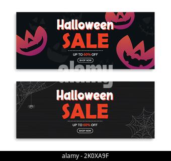 Arrière-plan de la bannière de vente d'Halloween. Modèle d'illustration d'Halloween pour l'affiche, la circulaire, la vente et tous les modèles. Illustration de Vecteur