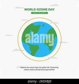 Modèle d'affiche de la journée de protection de la couche d'ozone sur les médias sociaux. Conception d'affiche de terre. Formats vectoriels. Illustration de Vecteur