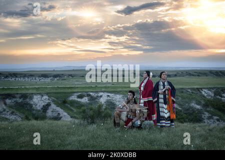 États-Unis, Great Plains, Dakota du Sud, Lakota dans les Badlands Banque D'Images
