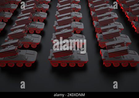 lance-roquettes grand groupe noir. 3d rendu Banque D'Images