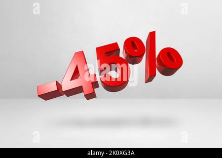 45 % de réduction. Offre de vente. 3D illustration isolée sur blanc. Tarif promotionnel Banque D'Images