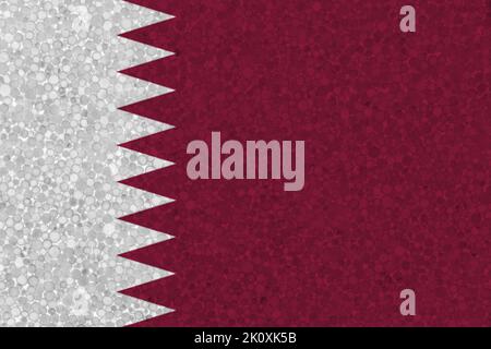 Drapeau du Qatar sur la texture styromousse. Drapeau national peint sur la surface de la mousse plastique Banque D'Images