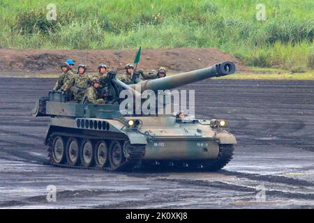 203mm Howitzer autopropulsé de la Force d'autodéfense terrestre du Japon Banque D'Images