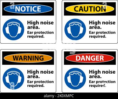 Protection des oreilles requise affiche sur fond blanc Illustration de Vecteur