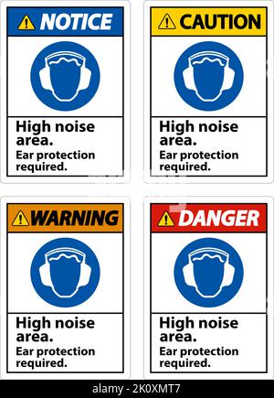 Protection des oreilles requise affiche sur fond blanc Illustration de Vecteur